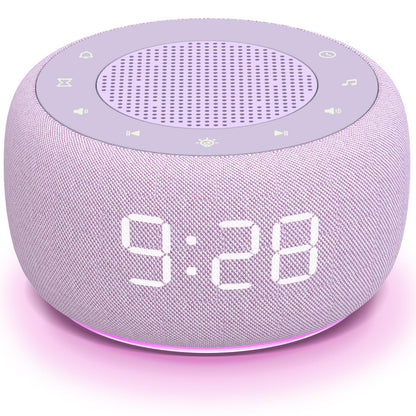 Buffbee 2-in-1 Sound Machine & Alarm Clock — Adjustable Brightness, 30-Level Volume, Purple