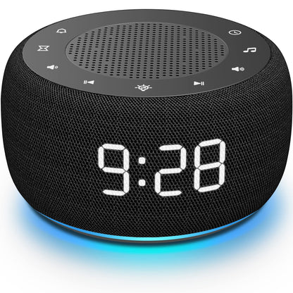 Buffbee Sound Machine & Alarm Clock 2-in-1 – 0-100% Brightness, 7-Color Light, 18 Sleep Sounds