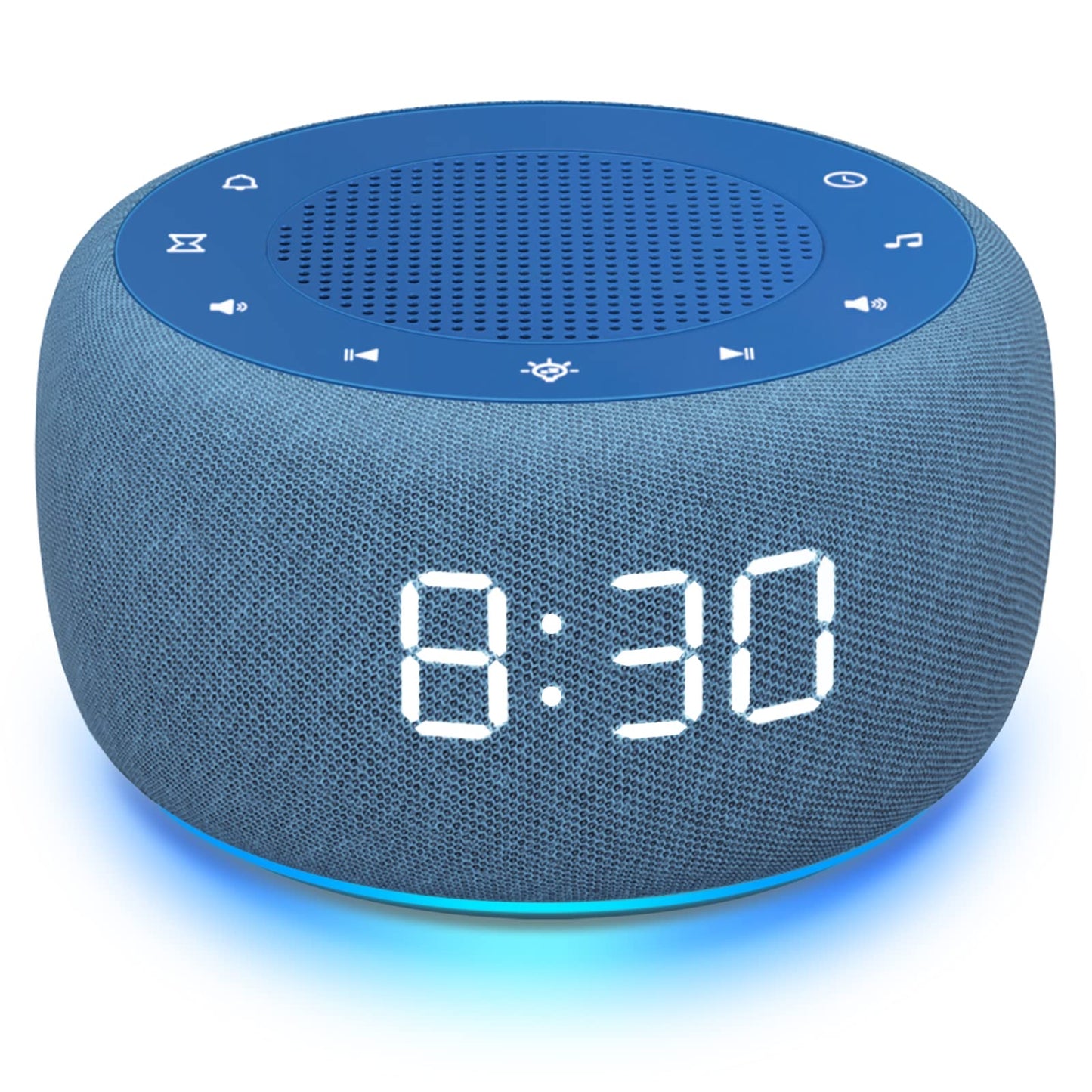 Buffbee Sound Machine & Alarm Clock 2-in-1 Twilight: 0–100% Brightness, 7-Color Ambient Light, Sleep Timer, 30-Level Volume