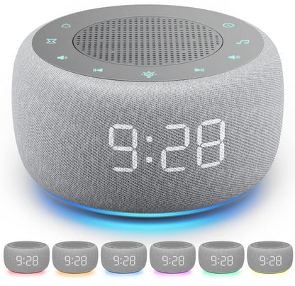 Buffbee 2-in-1 Sound Machine & Alarm Clock | 18 Soothing Sounds, 7 Night Lights, 30-Level Volume