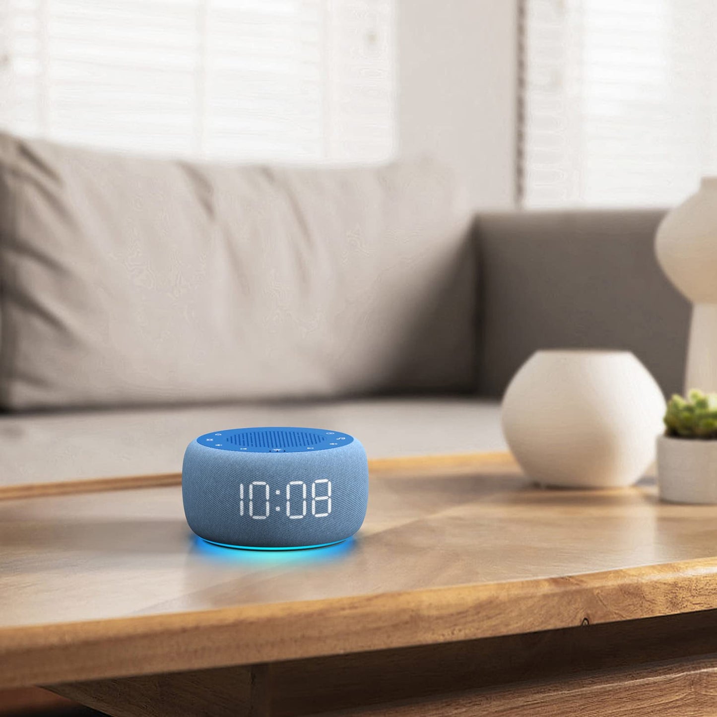 Buffbee Sound Machine & Alarm Clock 2-in-1 Twilight: 0–100% Brightness, 7-Color Ambient Light, Sleep Timer, 30-Level Volume