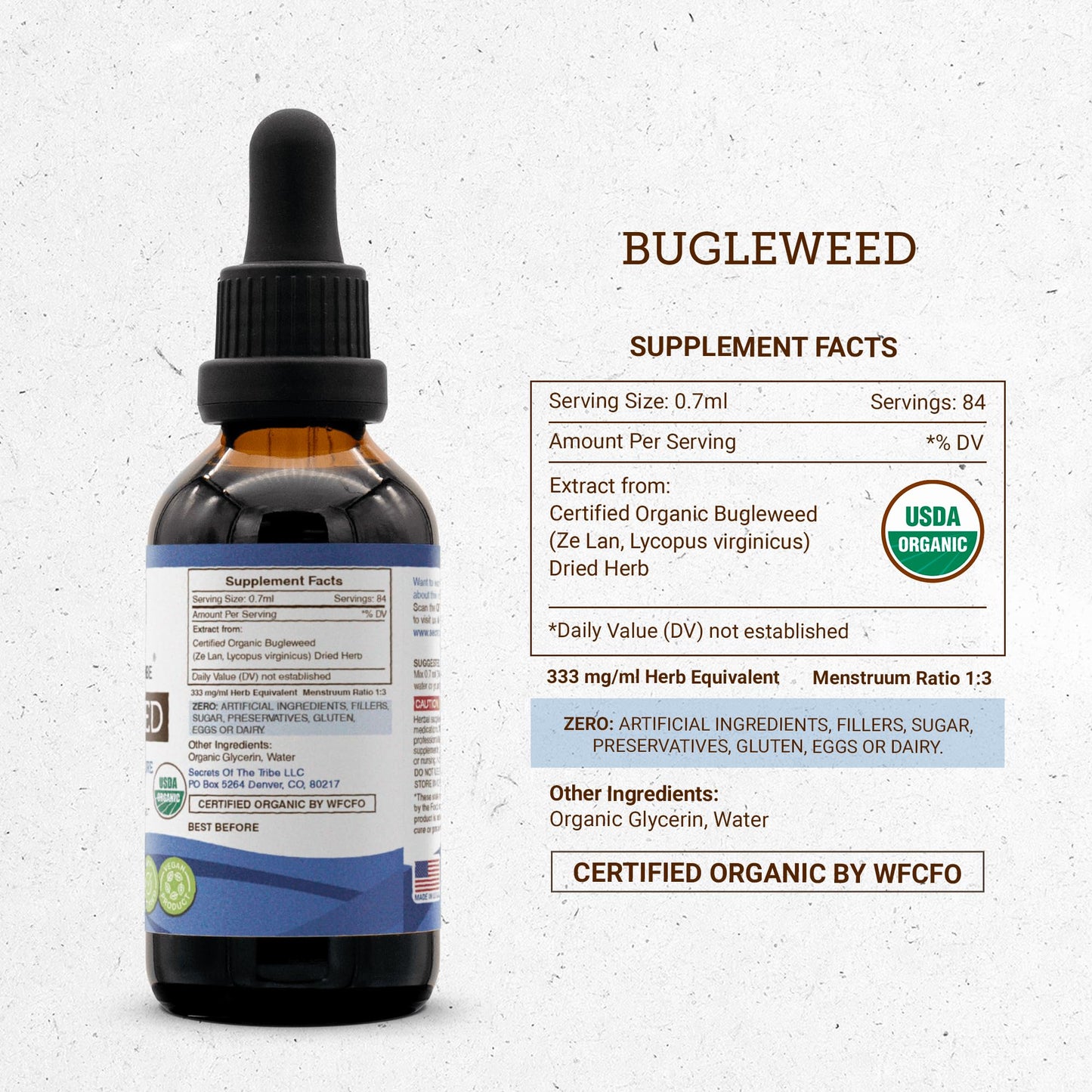 Bugleweed USDA Organic Alcohol-Free Extract - High-Potency Herbal Drops (2 fl oz)