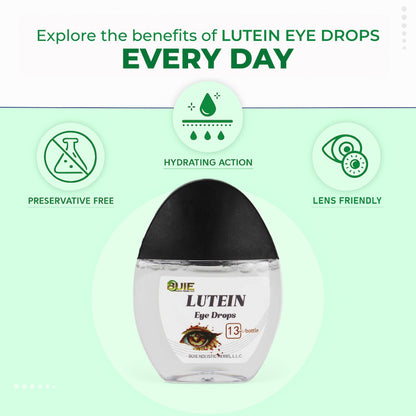 BUIE Lutein Eye Drops – Gentle Daily Eye Care with Lutein, Honeysuckle, Cassia Seed, Wild Chrysanthemum & Vitamin B6 – Hydrating, Preservative-Free, Lens-Friendly Formula – 0.5 fl oz