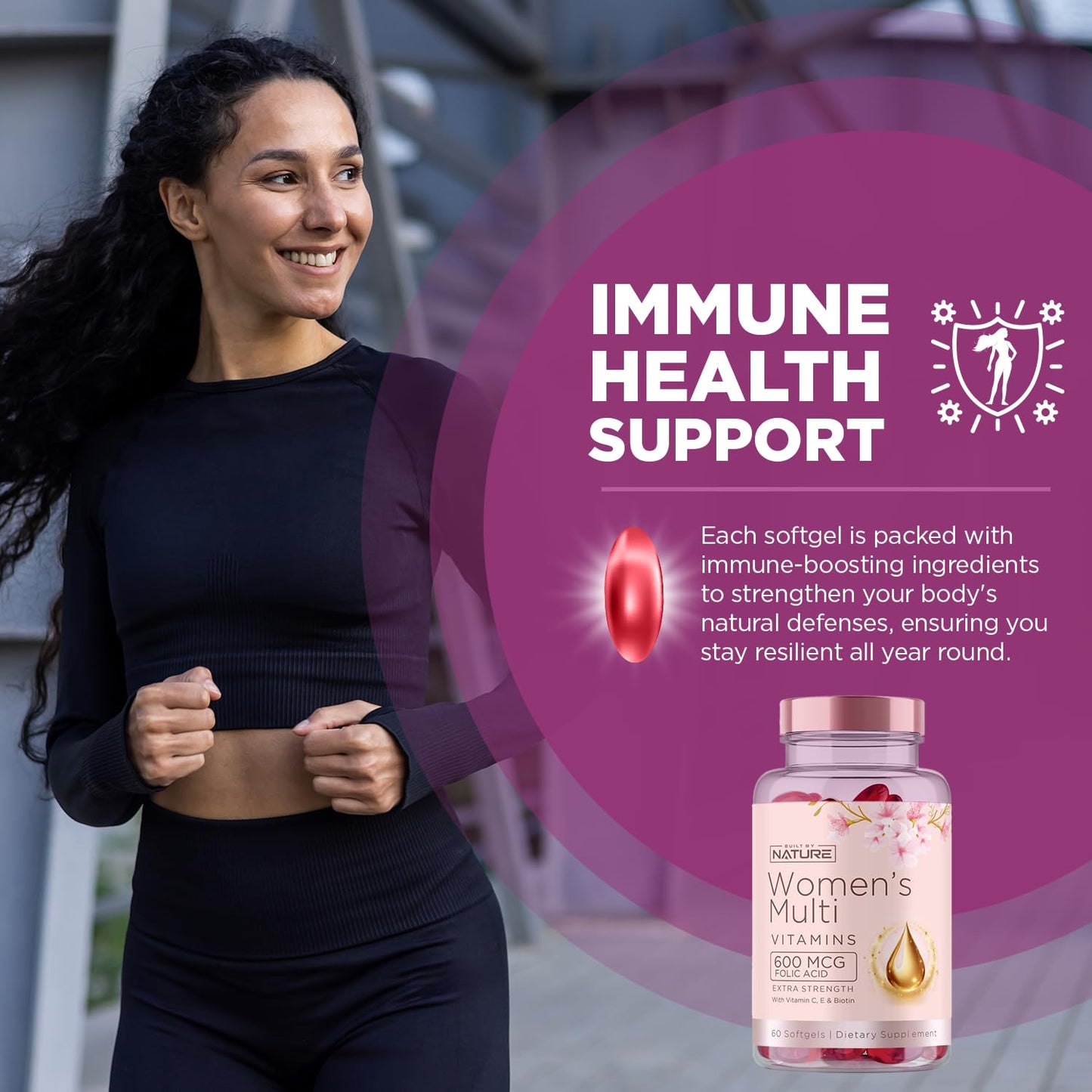 Built By Nature Vitamins for Women – Complete Daily Multivitamin with Iron & Calcium