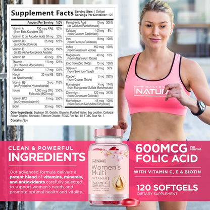 Built By Nature Women’s Multivitamin – Daily Wellness & Immune Support (120 Softgels)