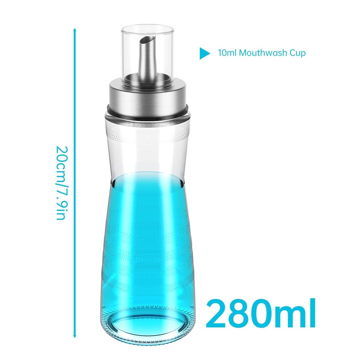 NiHome 2-Pack 10oz Leakproof Glass Mouthwash Dispensers – Easy Pour, Built-in Cup & Dust Cover