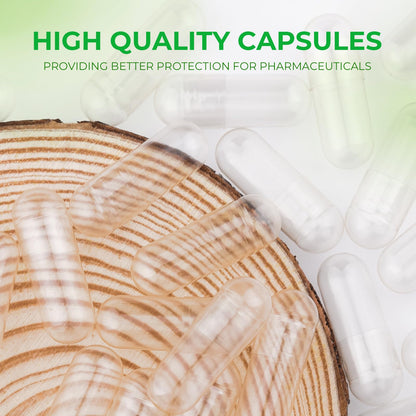 Angtai JN Size 4 Empty Capsules – 100 Count Clear Vegan Pill Caps