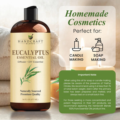 Handcraft Blends Eucalyptus Essential Oil - 16 oz for Candles, Soaps, Diffusers