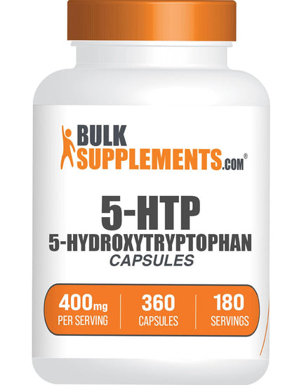 BulkSupplements.com 5-HTP Capsules 400mg – Gluten Free, 360 Count