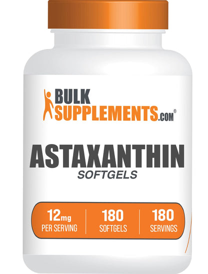 BulkSupplements Astaxanthin 12mg Softgels – Gluten Free, 180 Count (Pack of 1)