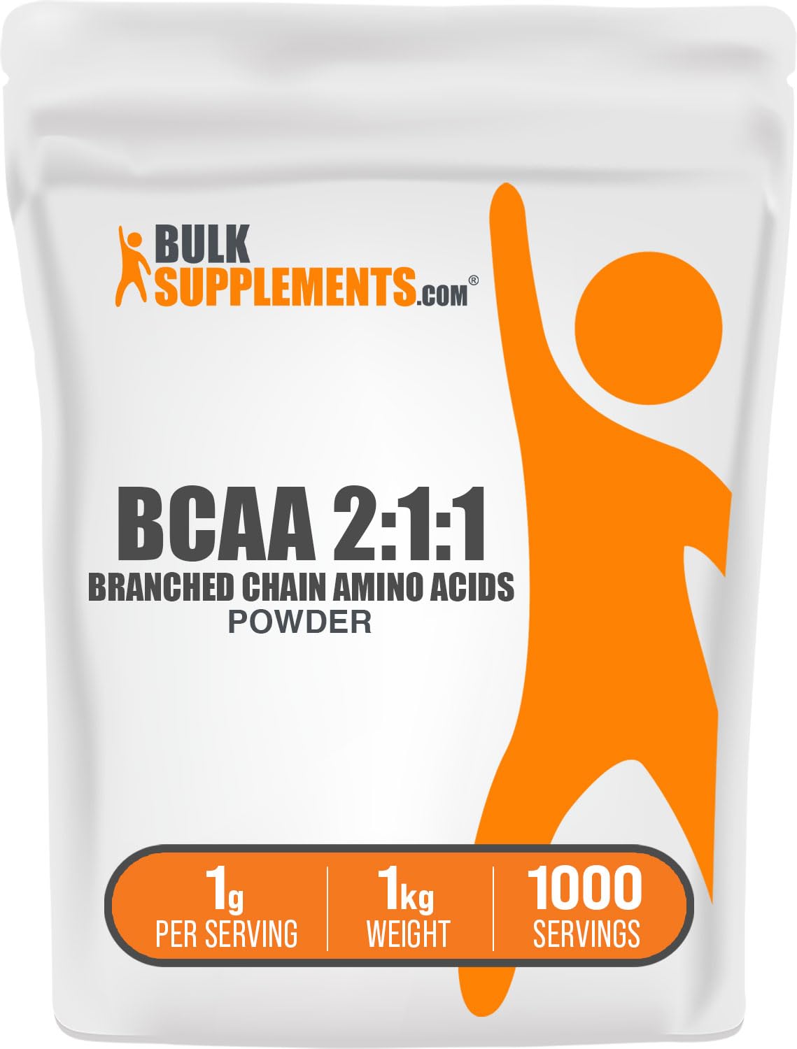 BulkSupplements BCAA 2:1:1 Powder – Unflavored, Gluten Free, 1g Per Serving, 1kg (2.2 lb)