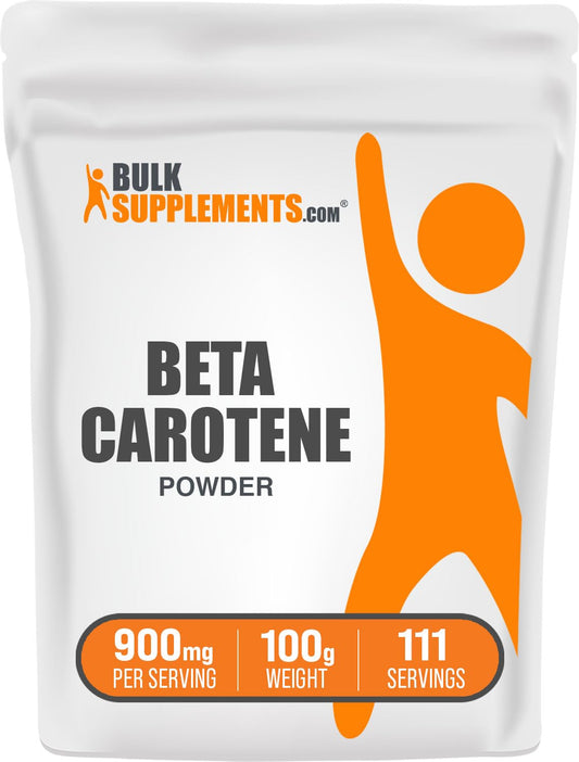 BulkSupplements Beta Carotene Powder - Vitamin A Support for Immune & Vision Health | Gluten Free, 900 mg per Serving, 100 g (Pack of 1) BritishVita | Premium UK Vitamins & Wellness Supplements