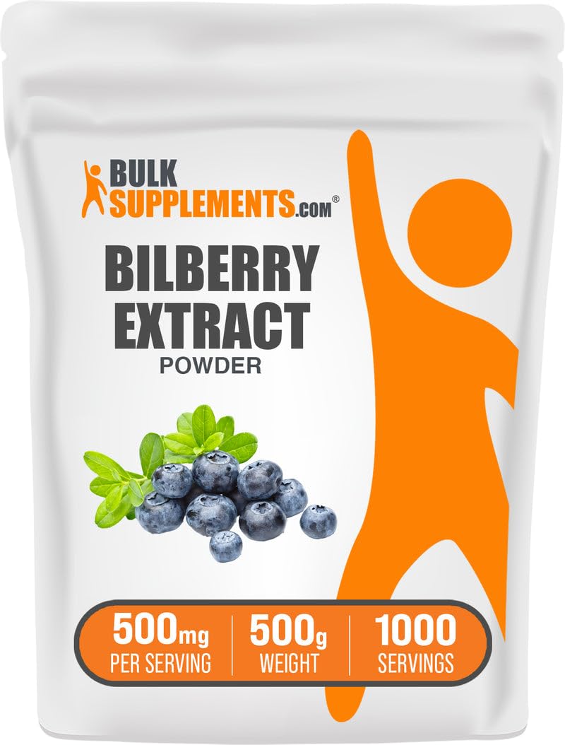 BulkSupplements Bilberry Extract Powder - 500mg Serving, 500g, Vegan & Gluten-Free