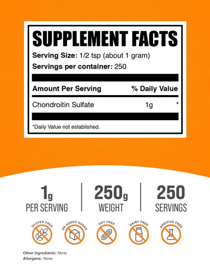 Chondroitin Sulfate Powder 1g – Joint Support, Gluten Free | BulkSupplements