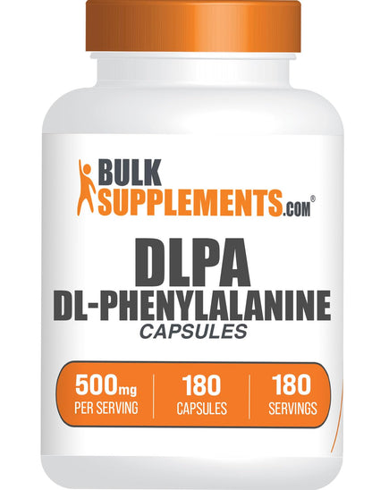 BulkSupplements DL-Phenylalanine Capsules 500mg (DLPA) – 180 Caps, Gluten Free
