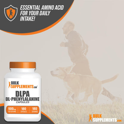 BulkSupplements DL-Phenylalanine Capsules 500mg (DLPA) – 180 Caps, Gluten Free