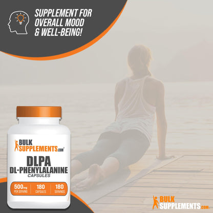 BulkSupplements DL-Phenylalanine Capsules 500mg (DLPA) – 180 Caps, Gluten Free