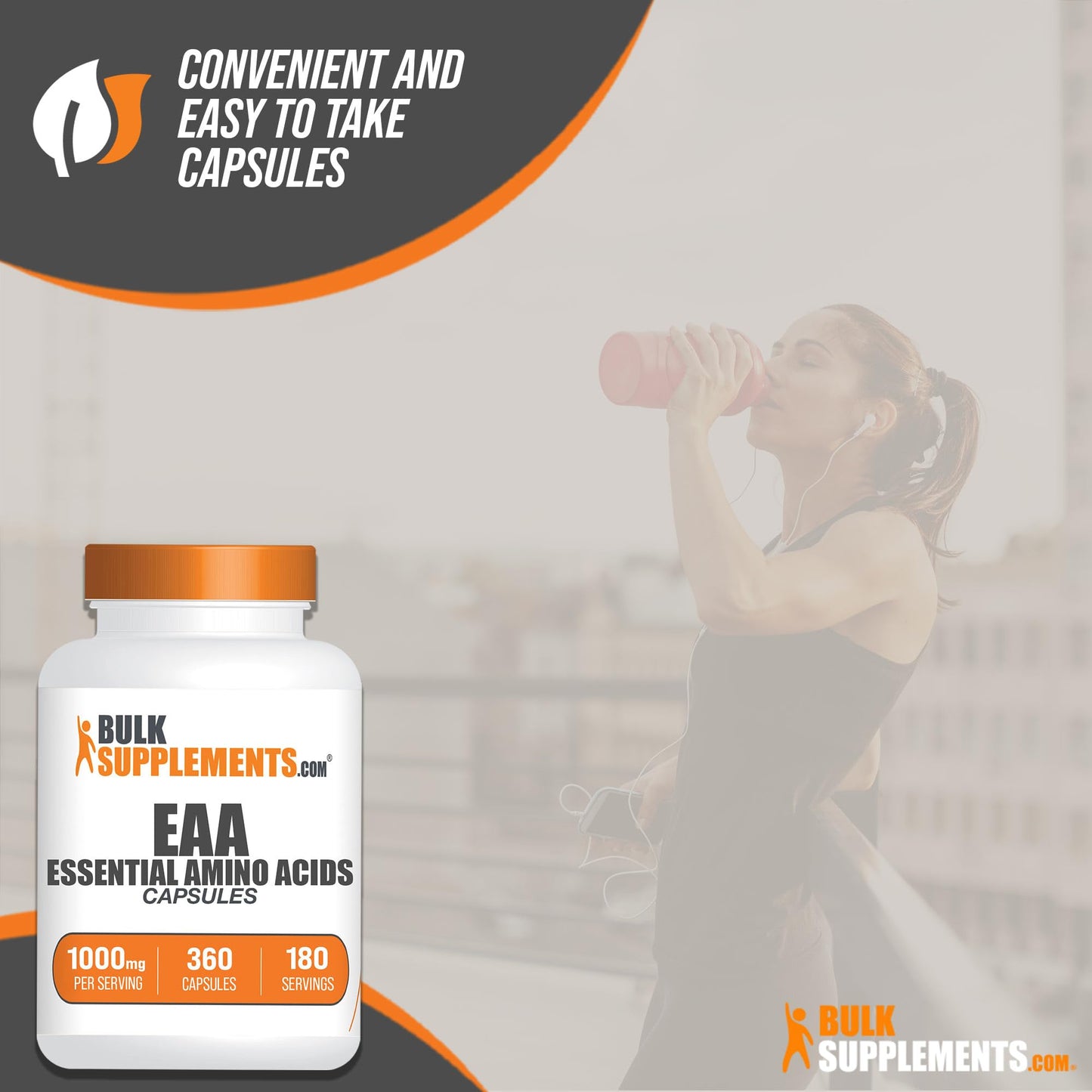 BulkSupplements Essential Amino Acids Capsules (EAAs) – 360 Capsules, 2 per Serving