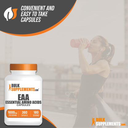 BulkSupplements Essential Amino Acids Capsules (EAAs) – 360 Capsules, 2 per Serving