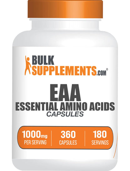 BulkSupplements Essential Amino Acids Capsules (EAAs) – 360 Capsules, 2 per Serving