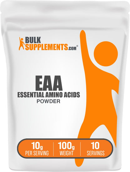 BulkSupplements Essential Amino Acids Powder (EAA) – Unflavored, Gluten Free, 100g