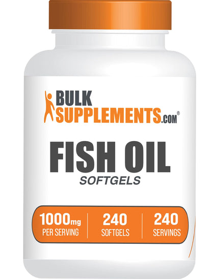 BulkSupplements.com Fish Oil 1000mg Softgels | Omega-3 | Gluten Free | 240 Count