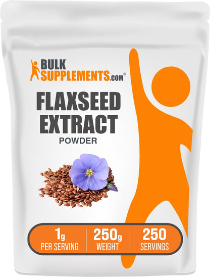 BulkSupplements Flaxseed Extract Powder – Omega-3, 1g/Serving, Vegan & Gluten-Free, 250g