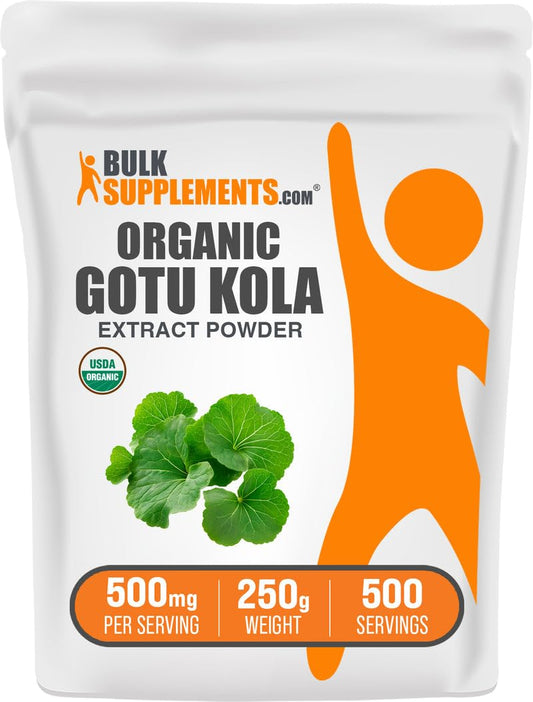 BulkSupplements.com Organic Gotu Kola Extract Powder - Gotu Kola Powder from Centella Asiatica Herb - Gluten Free, 500mg per Serving, 250g (8.8 oz) (Pack of 1) BritishVita | Premium UK Vitamins & Wellness Supplements