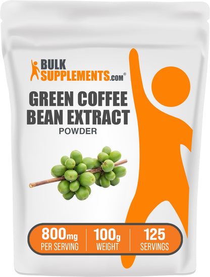 BulkSupplements Green Coffee Bean Extract Powder – 800mg per Serving, 100g (3.5 oz) | Energy Support, Gluten Free