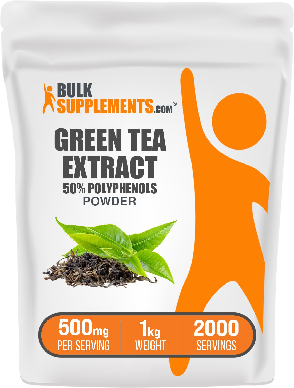 BulkSupplements.com Green Tea Extract Powder – 50% Polyphenols, EGCG, 500 mg/Serving, 1 kg