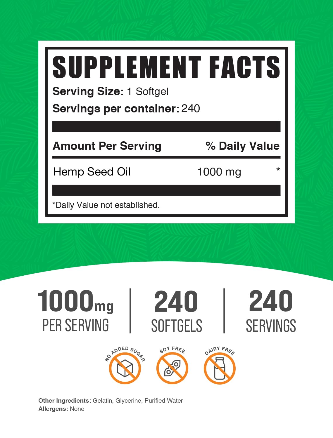 BulkSupplements Hemp Seed Oil Softgels 1000mg - Omega-3, Gluten Free - Pack of 2