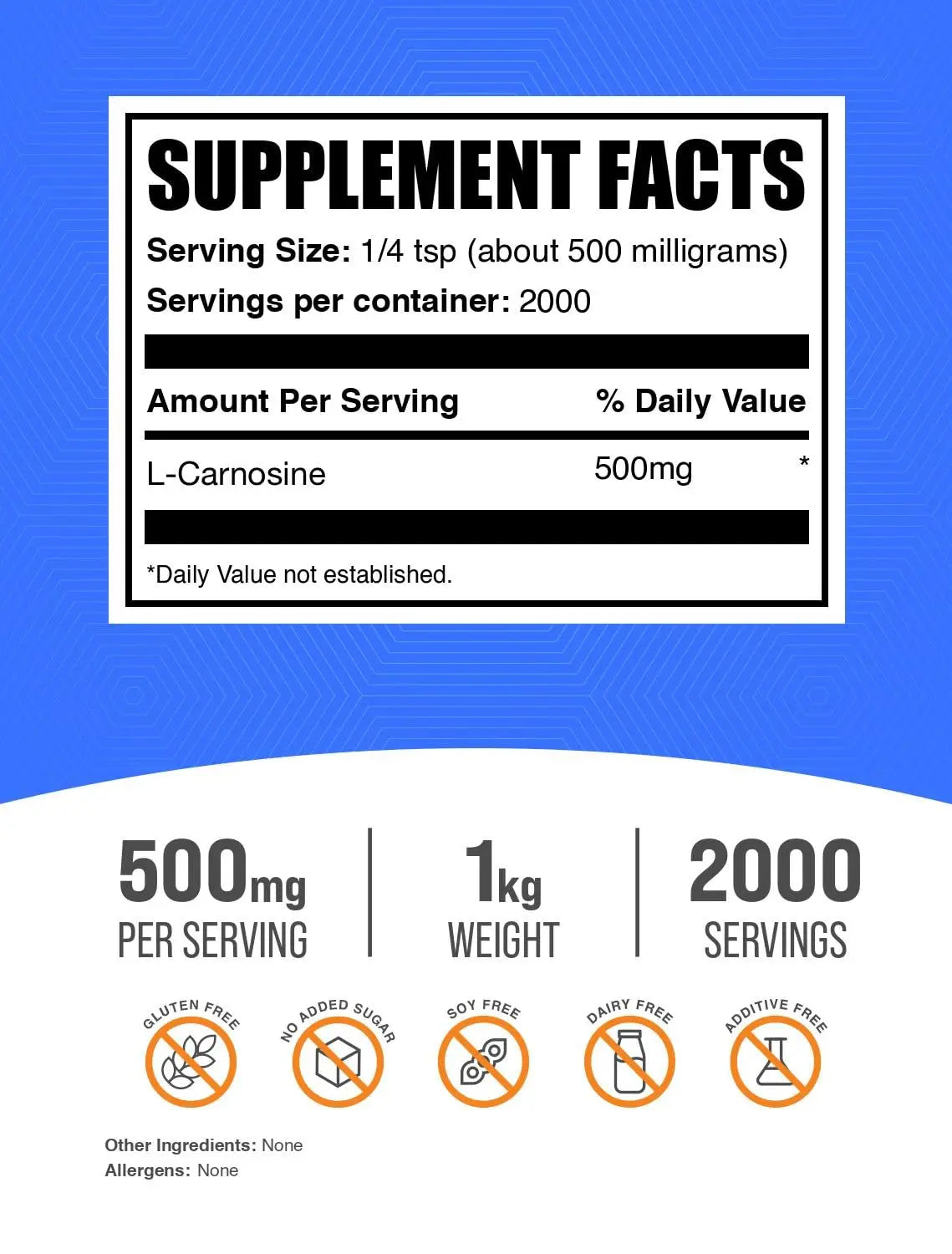 BulkSupplements L-Carnosine Powder 500mg per Serving – Gluten Free, 1kg BritishVita | Premium UK Vitamins & Wellness Supplements