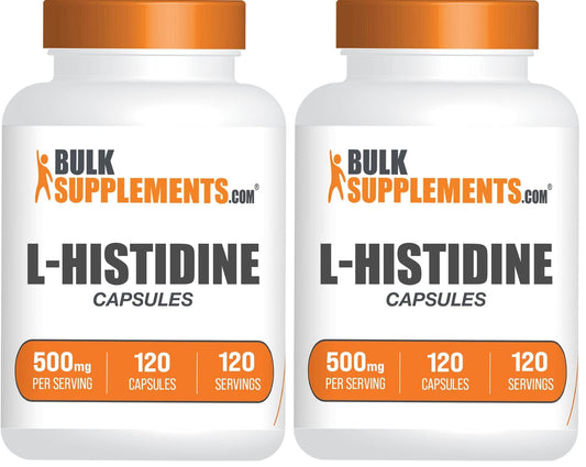 BulkSupplements L-Histidine Capsules - L-Histidine Base, Essential Amino Acid, Gluten Free | 120 Capsules per Bottle, Pack of 2 BritishVita | Premium UK Vitamins & Wellness Supplements