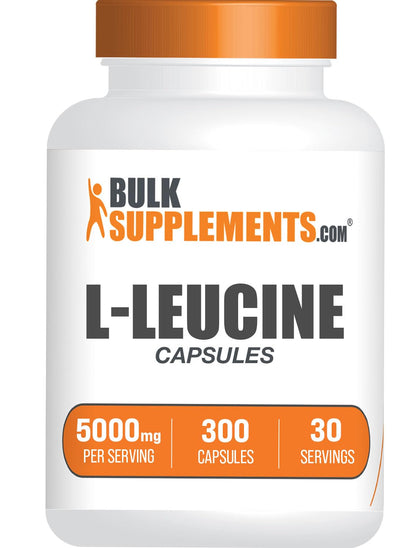 L-Leucine Capsules 5000mg/Serving – Gluten Free, 300 Count | BulkSupplements