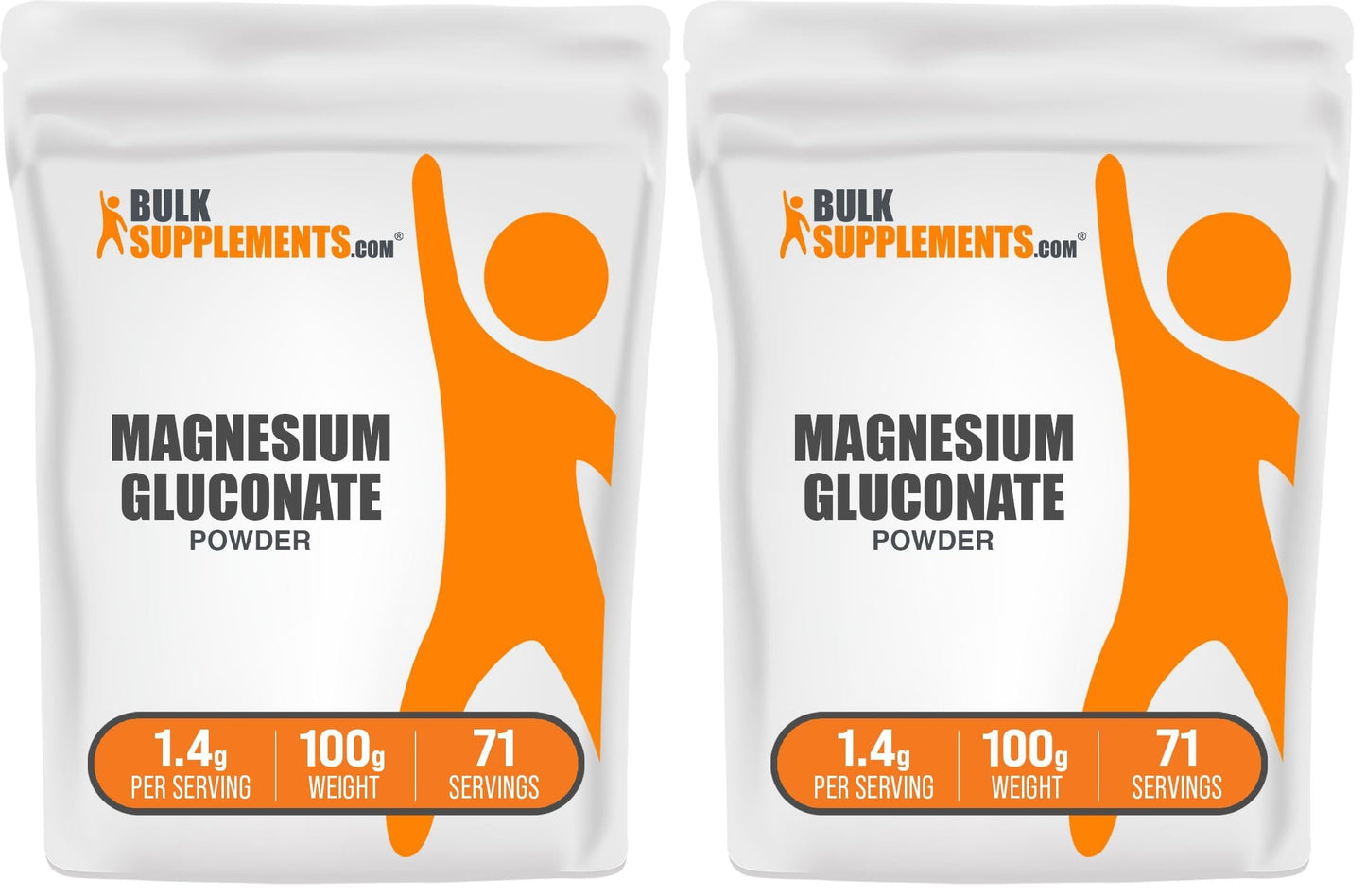 BulkSupplements.com Magnesium Gluconate Powder – Magnesium Supplement, Unflavored & Gluten Free, 1.4g per Serving, 100g (3.5 oz) Pack of 2