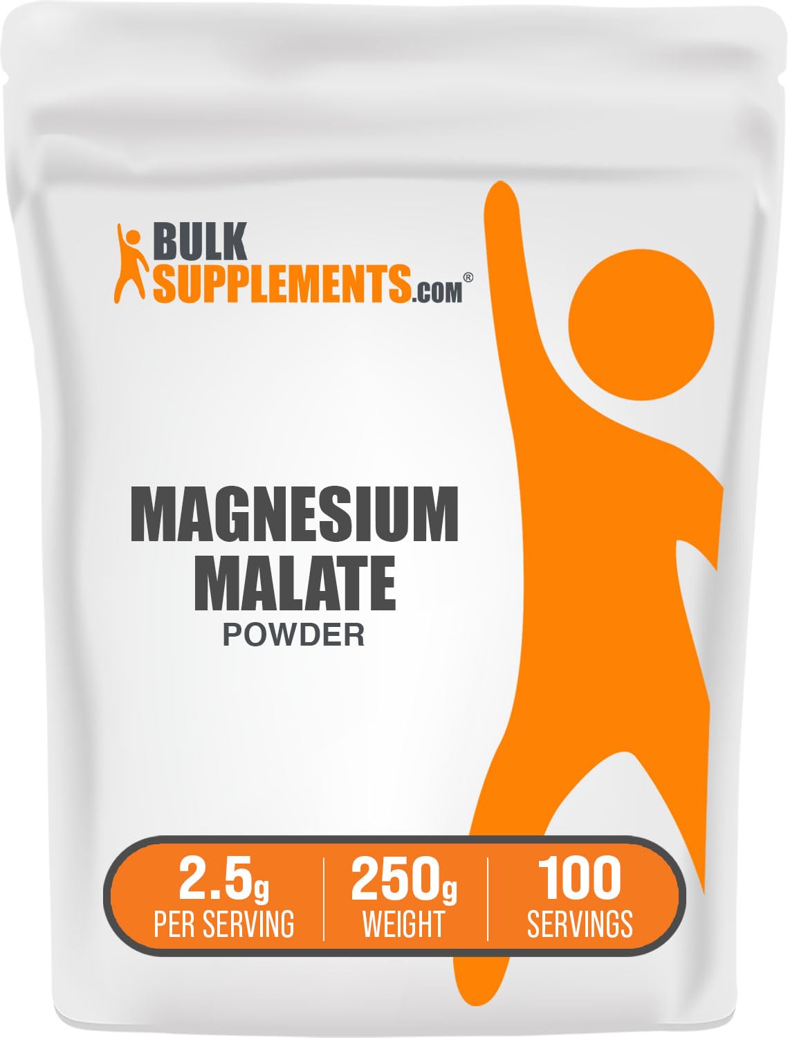 Magnesium Malate Powder - High Bioavailability, Gluten Free | 250g (8.8 oz) | BulkSupplements