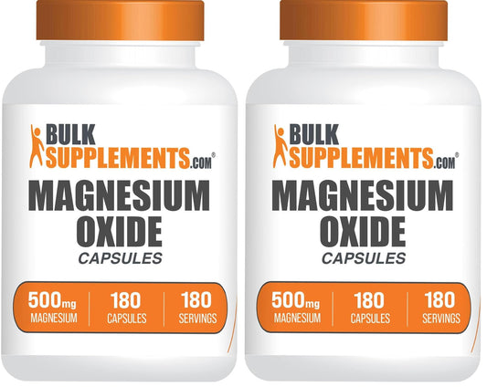 BulkSupplements Magnesium Oxide Capsules - 500mg, Gluten Free, 360 Capsules (2x180) | Magnesium Supplement BritishVita | Premium UK Vitamins & Wellness Supplements