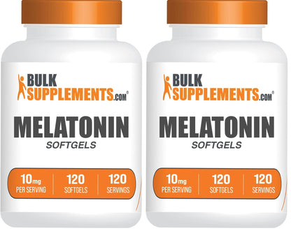 Melatonin 10 mg Softgels – Sleep Support for Adults | Gluten Free | Pack of 2 (240 Softgels) | BulkSupplements