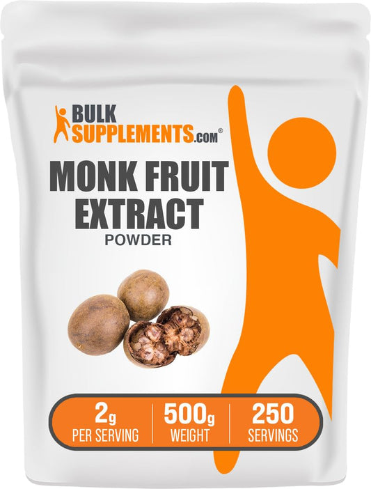 BulkSupplements Monk Fruit Extract Powder – Luo Han Guo, 500g, 250 Servings, Gluten Free, No Erythritol BritishVita | Premium UK Vitamins & Wellness Supplements