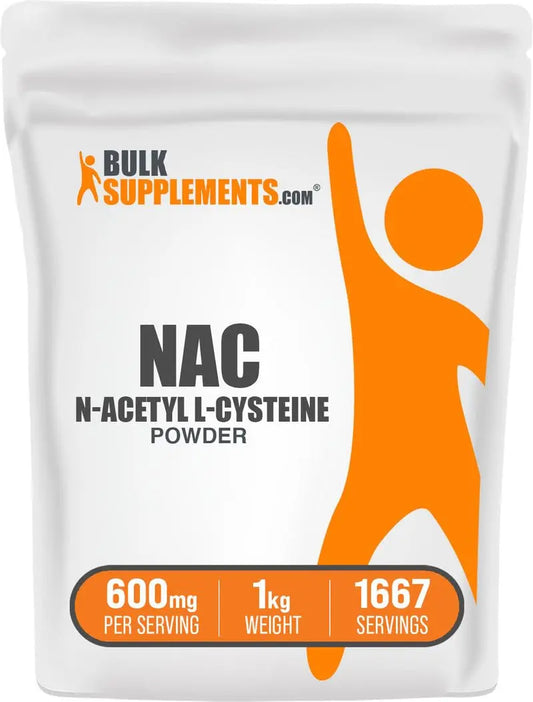 BulkSupplements NAC Powder 600mg – N-Acetyl Cysteine Supplement, Gluten Free, 1kg (1667 Servings) BritishVita | Premium UK Vitamins & Wellness Supplements