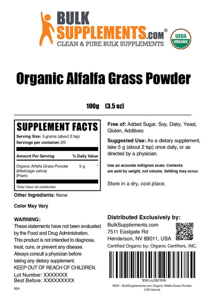 Organic Alfalfa Grass Powder | Alfalfa Supplement - Vegan & Gluten Free