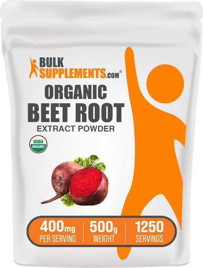 BulkSupplements Organic Beet Root Extract Powder – 400mg per Serving, 500g | Vegan & Gluten Free