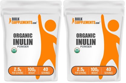 BulkSupplements Organic Inulin Powder - Soluble Fiber, Vegan & Gluten Free, 2.5g per Serving, 100g Pack of 2