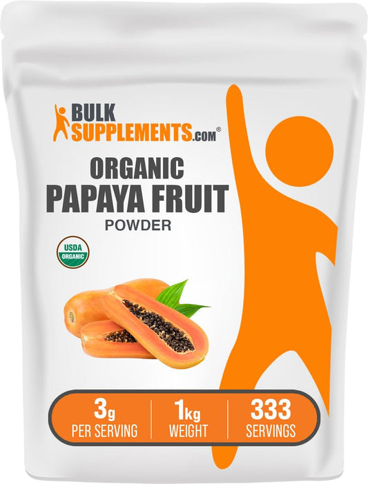 BulkSupplements.com Organic Papaya Fruit Powder – Gluten Free, 1kg (2.2 lbs), 3g per Serving | Flavoring Powder (Pack of 1) BritishVita | Premium UK Vitamins & Wellness Supplements
