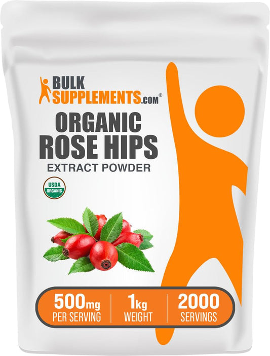 BulkSupplements Organic Rosehip Extract Powder – Gluten Free Rosehip Powder, 500mg/Serving, 1kg BritishVita | Premium UK Vitamins & Wellness Supplements