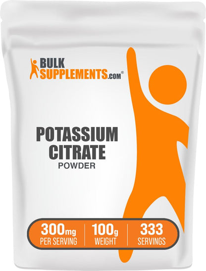 BulkSupplements.com Potassium Citrate Powder | Potassium & Electrolyte Supplement - Gluten Free, 100 g (3.5 oz) - 310 mg Per Serving