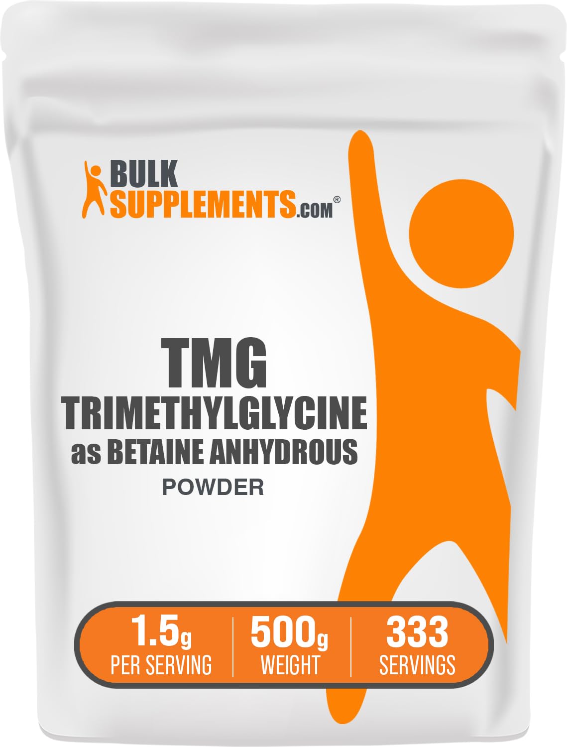 BulkSupplements TMG Powder – Trimethylglycine (Betaine Anhydrous), 500g, Unflavored & Gluten Free
