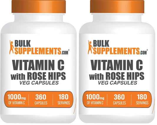 BulkSupplements Vitamin C with Rose HIPS Capsules – 1000mg Vitamin C, 15mg Rose HIPS, 360 Count (Pack of 2) BritishVita | Premium UK Vitamins & Wellness Supplements