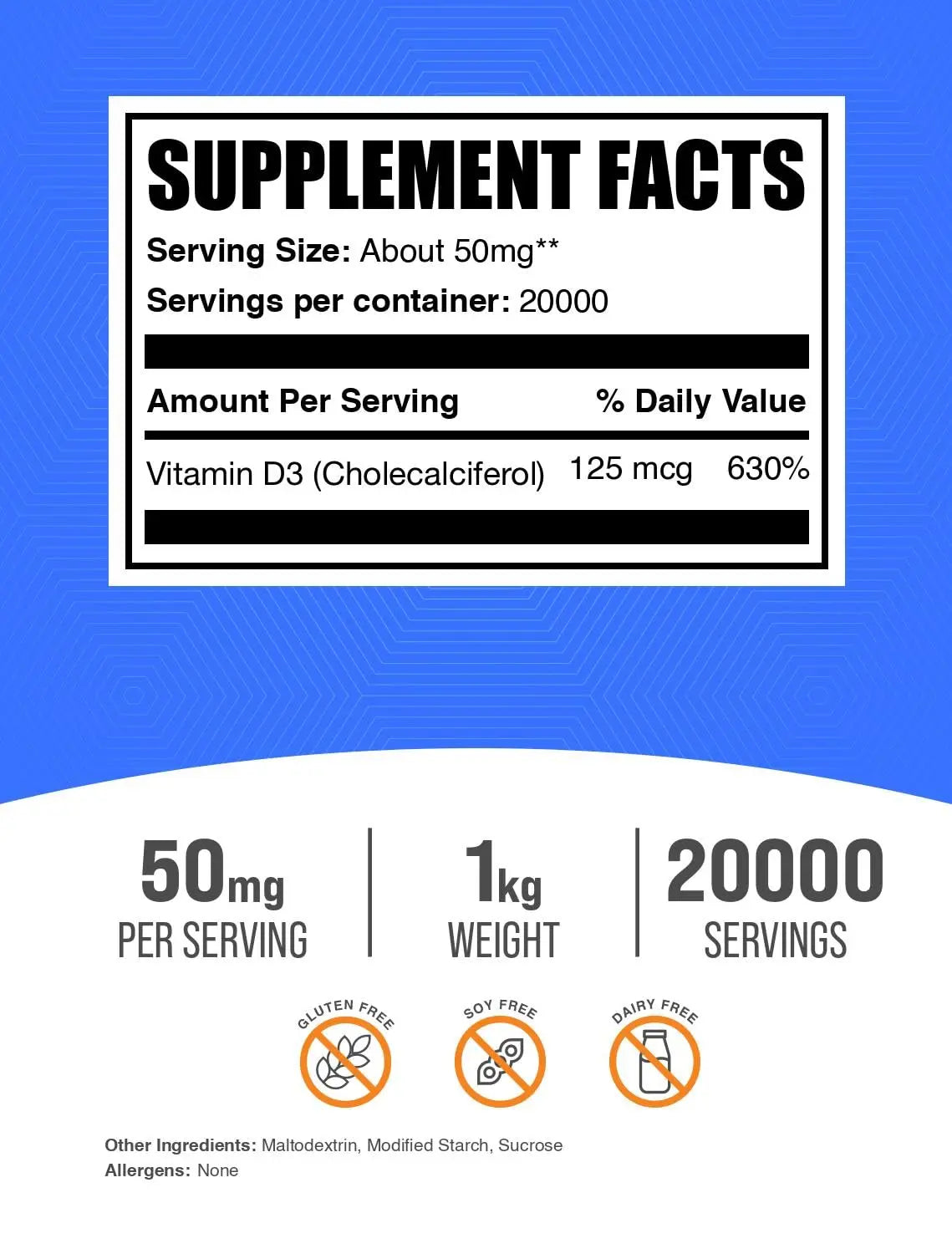 BulkSupplements Vitamin D3 Powder – 5,000 IU per Serving, 1kg (Gluten Free) | Cholecalciferol BritishVita | Premium UK Vitamins & Wellness Supplements