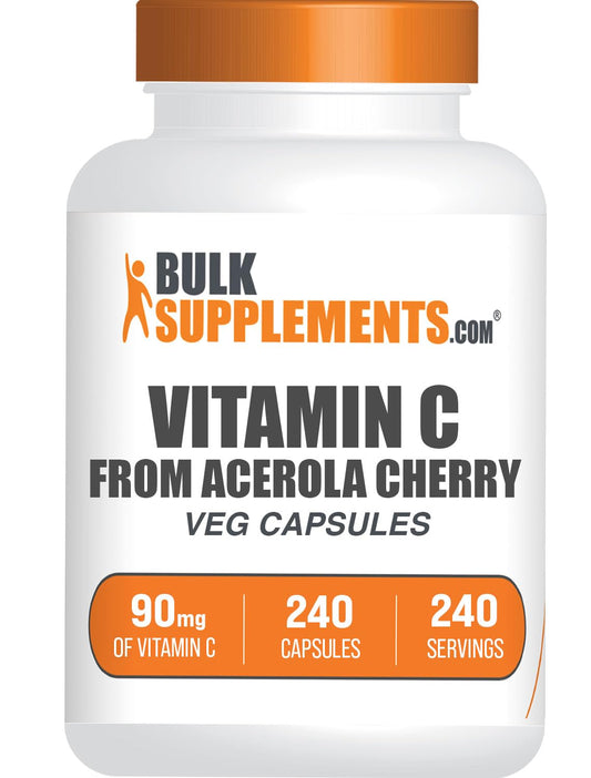 Vitamin C from Acerola Cherry Capsules - Gluten Free, 240 Veg Caps BritishVita | Premium UK Vitamins & Wellness Supplements